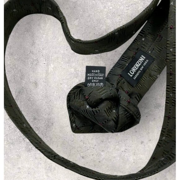 LORENZINI Silk Tie ITALY Gray Geometric W:3.7" EUC - Picture 3 of 6